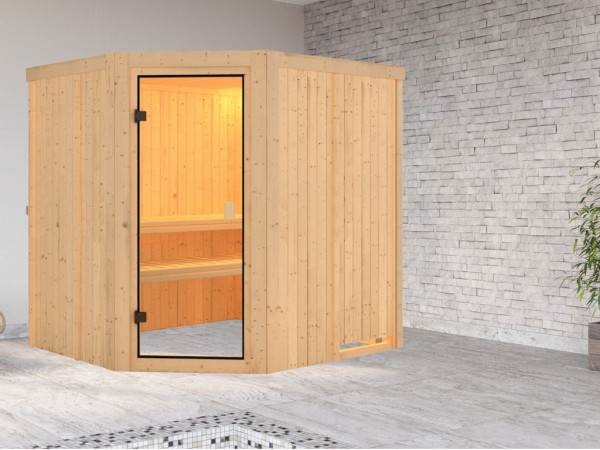 Elementensauna 68 mm Celine 1 SPARSET incl. 6,8 kW saunakachel en extra bedieningselement