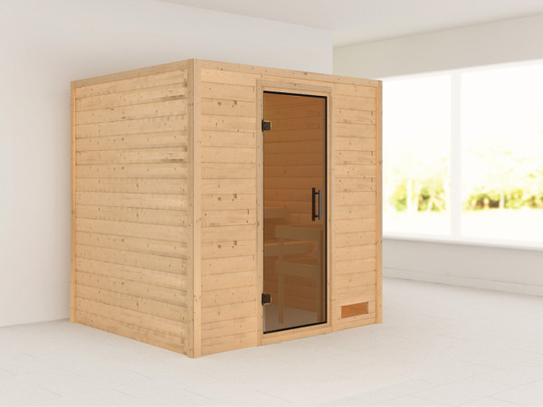 Massieve sauna Anja grafiet glazen deur