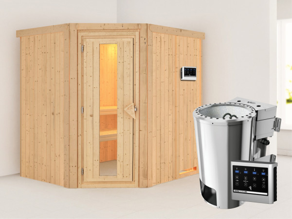 Systeemsauna Lilja energiebesparende deur + Plug & Play Bio-kachel met ext. besturing