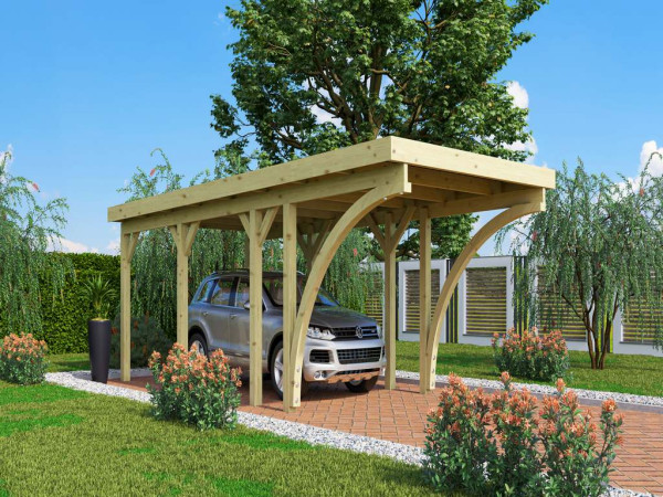 Enkele carport 2 CLASSIC incl. 2 inritbogen, incl. 0,5 mm stalen dakplaten