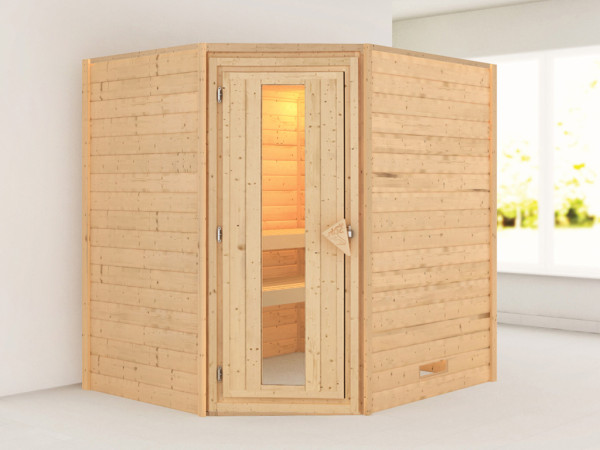 Massieve sauna Mia, incl. 4,5 kW kachel met int. besturing