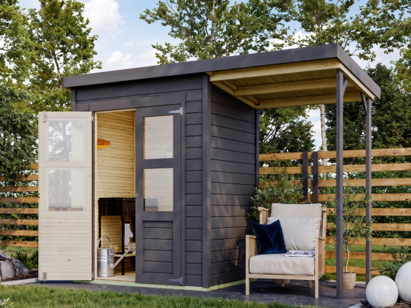 Tuinberging "Merseburg 3" 14 mm terragrijs incl. 140 cm aanbouw