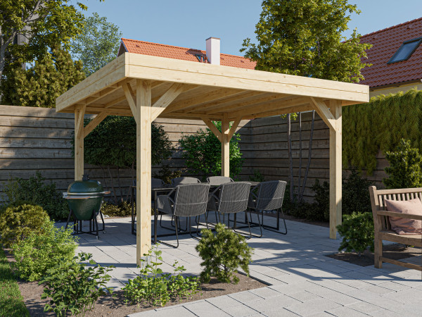 Houten paviljoen tuinpriëel Dice vurenhout