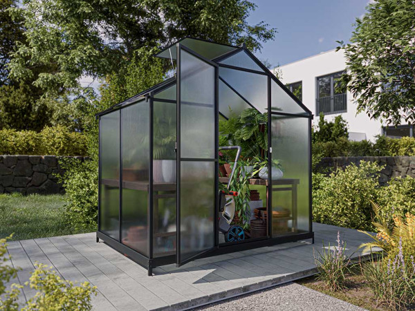 Tomatenkas aluminium Victoria zwart polycarbonaat platen 4 mm