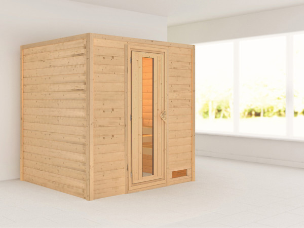Massieve sauna Anja houten deur met geïsoleerd glas