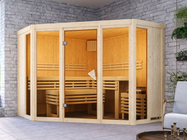 Sauna Alcinda met gebronsde glazen deur