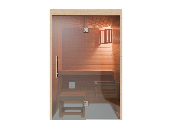 Massief houten sauna Nova Lite met glazen front