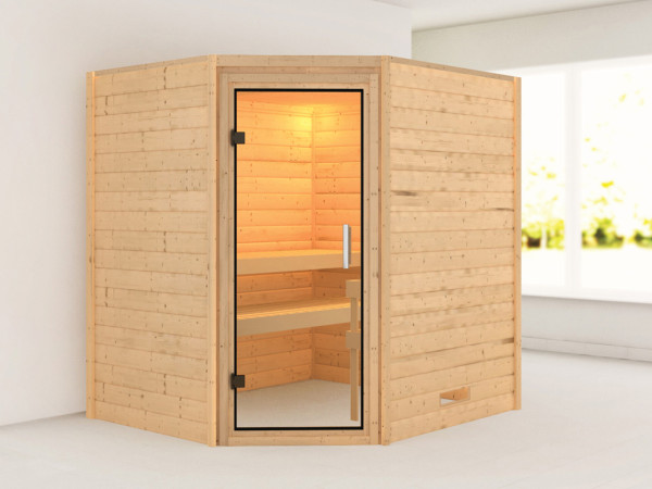 Massieve sauna Mia, incl. 4,5 kW kachel met int. besturing
