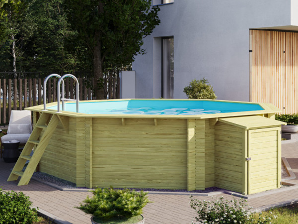 Houten opzetzwembad Voordeelset 2 Set A onbehandeld hout