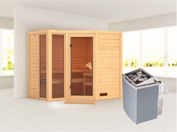 Massieve sauna Amara incl. 9 kW saunakachel int. besturing