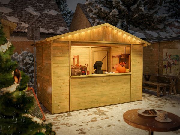 Marktkraam - verkoopkraam Noel 5,9 m² 16 mm KDI groen incl. vloer