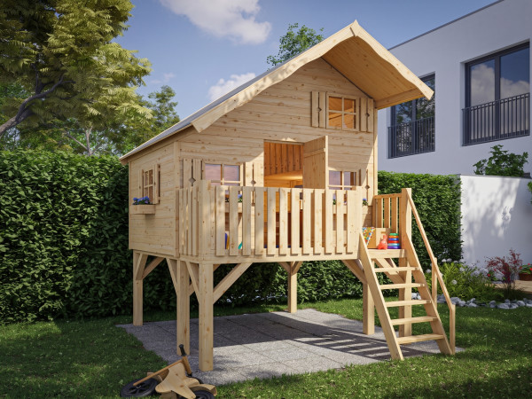 Paalhuis Tom XL 15 mm naturel incl. veranda en palen