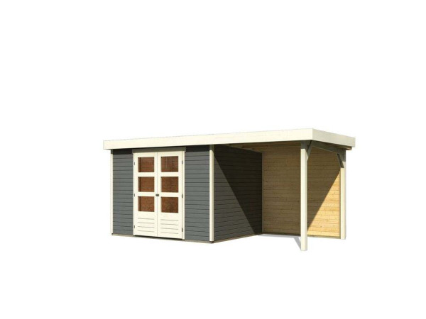 Tuinhuis SET Askola 5 19 mm terragrijs, incl. 2,4 m aanbouwdak + achterwand