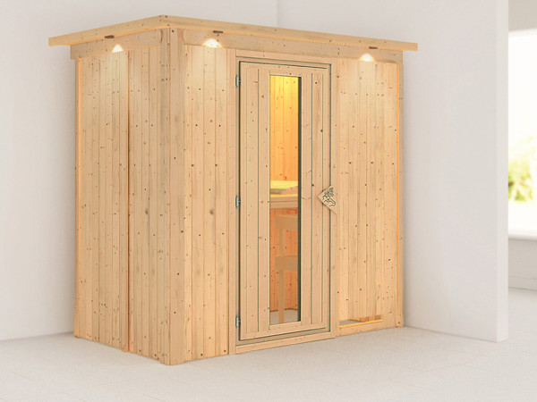 Systeemsauna Variado met dakkraag, houten deur met geïsoleerd glas