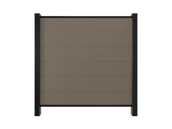 Tuinafscheiding, zichtscherm, PVC-steeksysteem, walnoot met houtstructuur