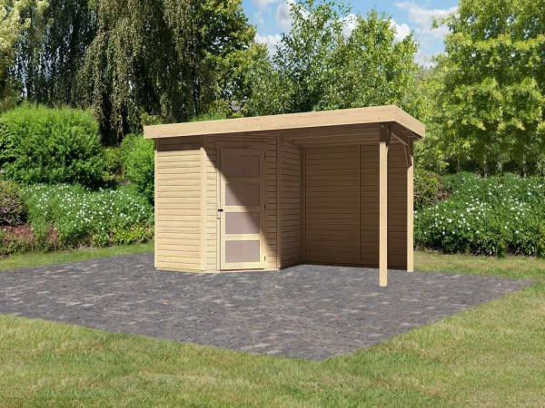 Tuinhuis SET Schwandorf 3 19 mm naturel, incl. 2,4 m opbouwdak + achterwand