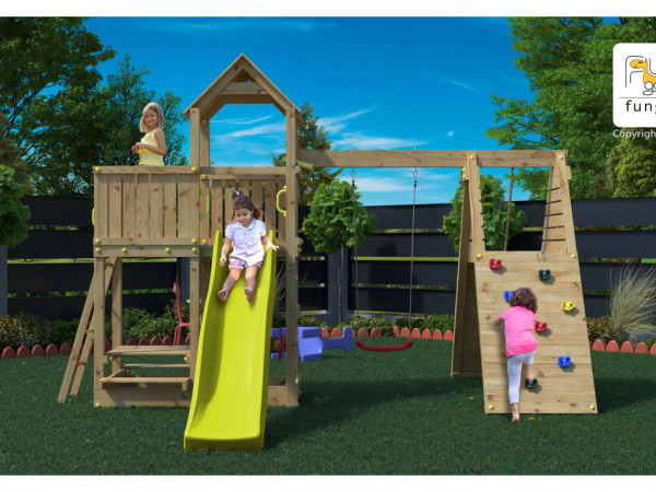 Fluppi KDI speeltoren incl. enkele schommel + glijbaan