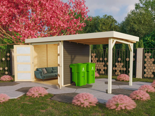Tuinhuis Münster 1 19 mm terragrijs incl. 2,4 m aanbouwdak