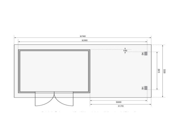 berging blokhut SET Bastrup 7 28 mm natuurlijke afwerking, incl. 3 m verlenging dak + achterwand