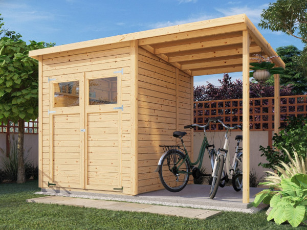 Tuinhuis Marksburg 2 met aanbouw 14 mm naturel