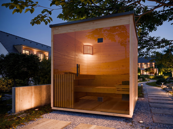 Tuinsauna Lilly naturel SPARSET 9 kW kachel en externe bediening.