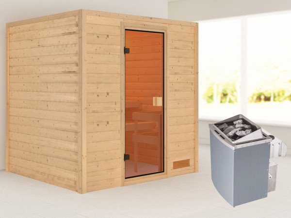 Massieve sauna Adelina, incl. 4,5 kW kachel met int. besturing