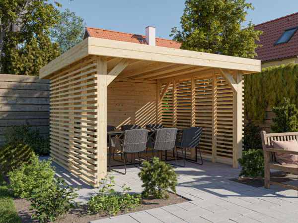 Houten paviljoen tuinhuis Dice vuren, gesloten