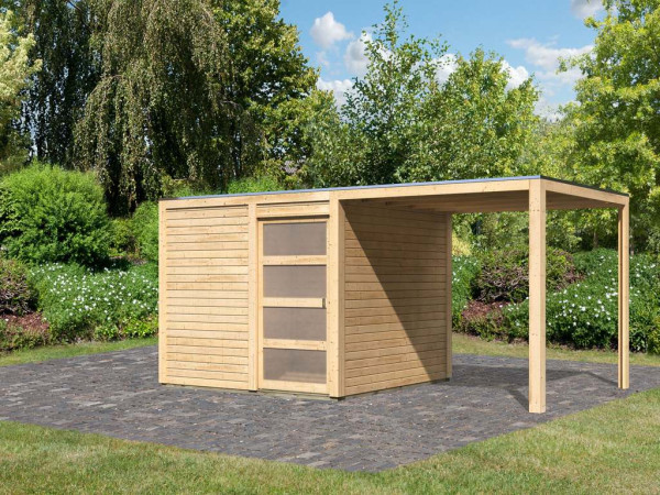 Tuinhuis SET Qubic 2 CLASSIC 19 mm natuurlijke afwerking, incl. lessenaarsdak