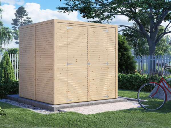 Bikebox / Tuinschuur Fiete 3 Rhombusprofiel 18 mm onbehandeld