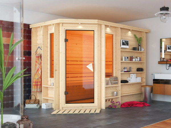 Massieve sauna Riona incl. 9 kW Bio-Combi-kachel ext. besturing