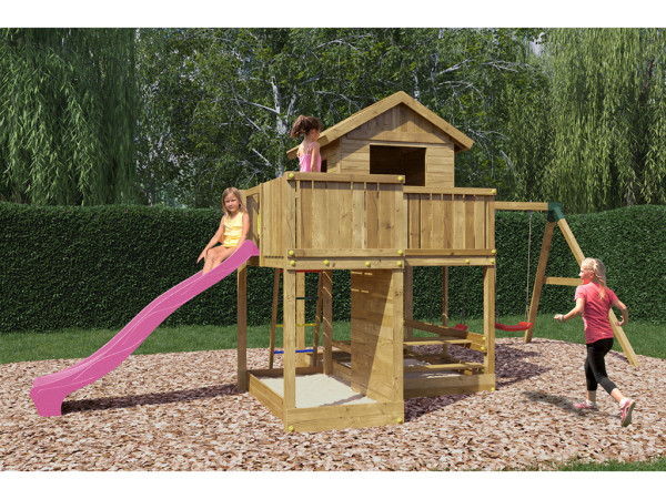 Steltenhuis Pluto druk geïmpregneerd incl. glijbaan roze