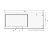 Voorbeeld: berging blokhut SET Bastrup 7 28 mm natuurlijke afwerking, incl. 2 m verlenging dak + achterwand Voorbeeld: berging blokhut SET Bastrup 7 28 mm natuurlijke afwerking, incl. 2 m verlenging dak + achterwand