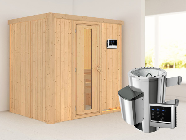 Systeemsauna Fanja energiebesparende deur + Plug & Play saunakachel met ext. besturing