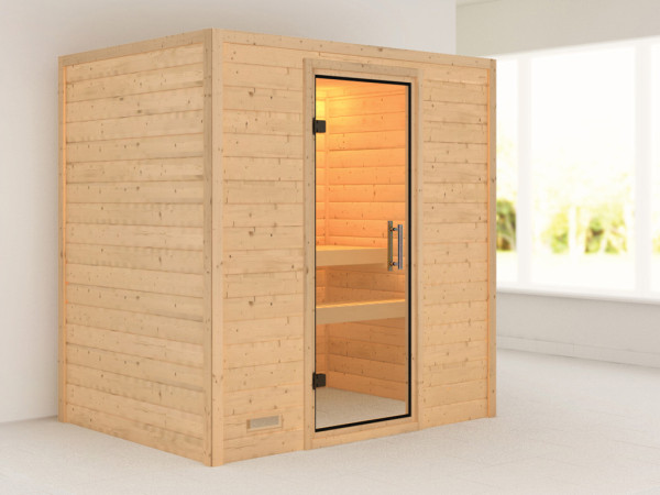 Massieve sauna Sonja, incl. 4,5 kW kachel met int. besturing