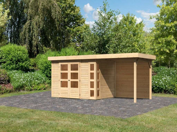 Tuinhuisje SET Kerko 4 19 mm naturel, incl. 2,4 m aangebouwd dak + achterwand