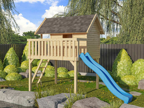Steltenhuis SET Fidel naturel incl. glijbaan blauw