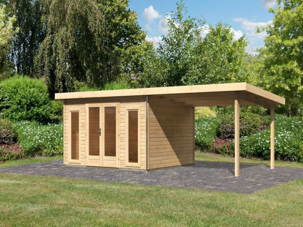 Tuinhuisje SET Radeburg 2 40 mm natuurlijke afwerking incl. 3,3 m lessenaarsdak