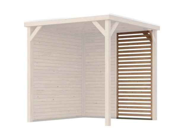 Zijwand lamellenlook voor paviljoen Cubeco half