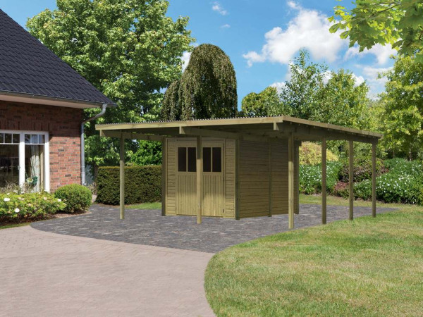 Carport plat dak carport met geïntegreerde berging 2 kdi