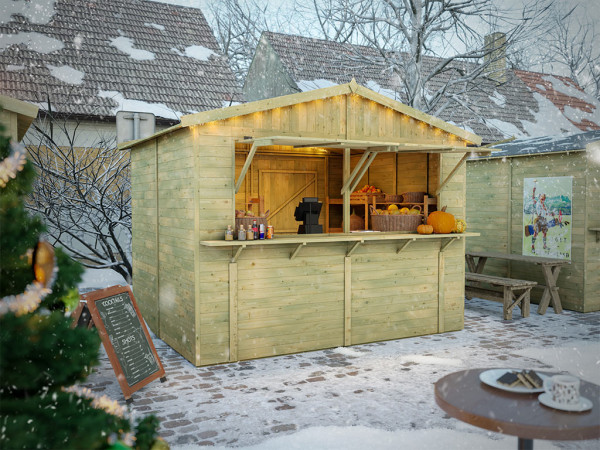Marktkraam - Verkoopstand Rudolf 16 mm druk geïmpregneerd groen incl. vloer