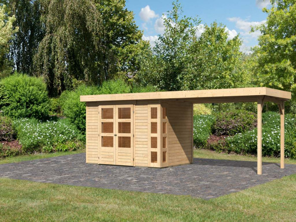 Tuinhuisje SET Kerko 4 19 mm natuurlijke afwerking, incl. 2,8 m lessenaarsdak