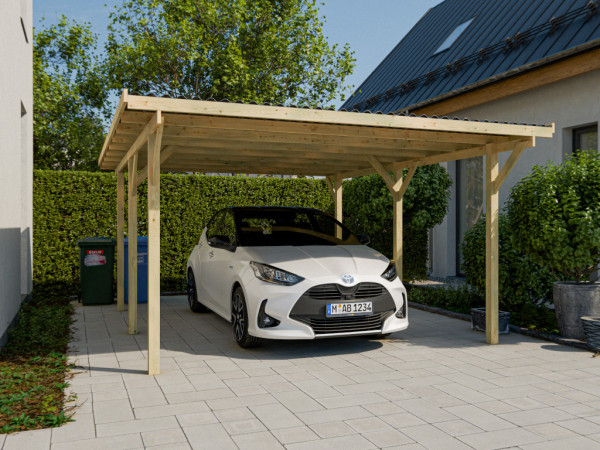 Houten carport voor één auto, 400 x 600 cm, naaldhout