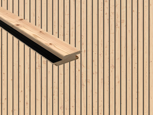 Gevel rhombusprofiel Canadese douglas met zwarte messing