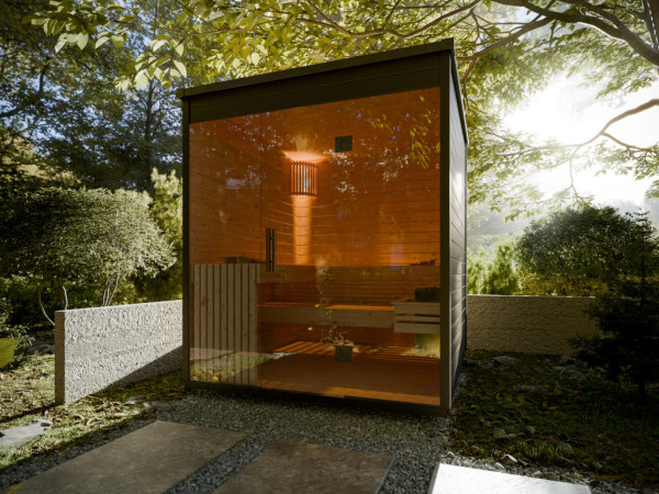 Tuinsauna Lilly zwart SPARSET 9kW biokachel en ext. strg.