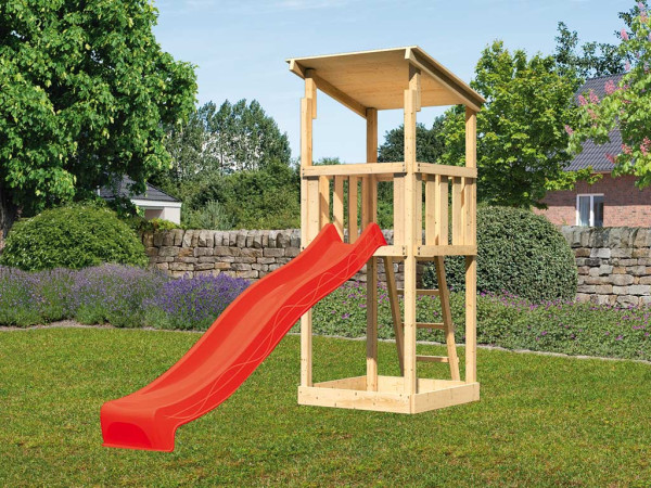 Speeltoren SET Anna naturel incl. glijbaan rood