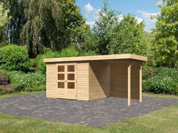 Tuinhuisje SET Askola 5 19 mm naturel, incl. 2,4 m lessenaarsdak + achterwand