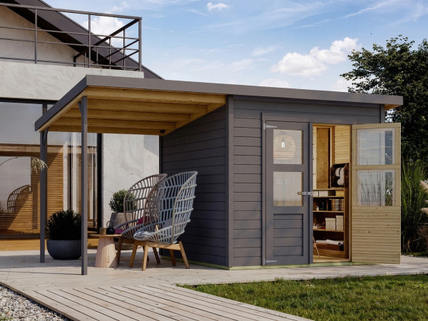 Tuinberging "Merseburg 4" 14 mm terragrijs incl. 140 cm aanbouw