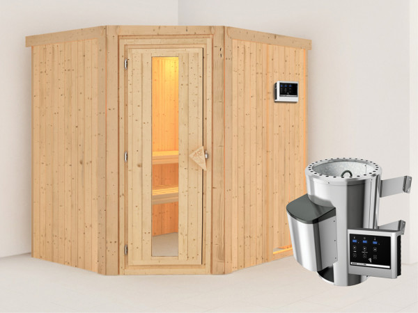 Systeemsauna Lilja energiebesparende deur + Plug & Play saunakachel met ext. besturing