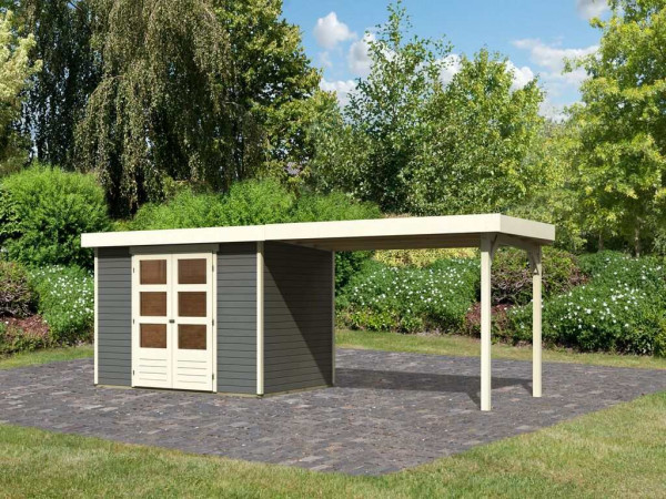 Tuinhuisje SET Askola 4 19 mm terra grijs, incl. 2,8 m opbouwdak