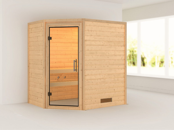 Massieve sauna Svea transparent glazen deur
